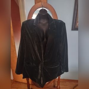 Emerald green velvet blazer